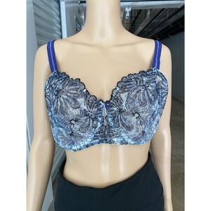 PARAMOUR 40DD Bra Floral Lace Underwire Full Coverage Blue Purple